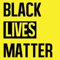 Yellow background with black words saying Black Lives Matter