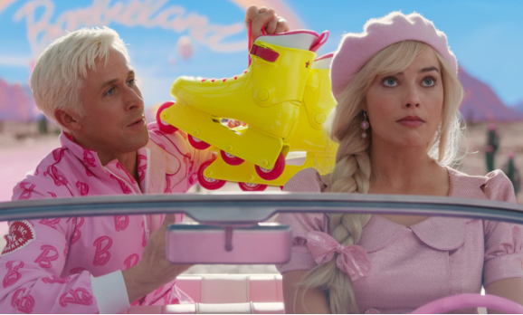 Barbie and Ken in a car