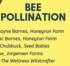 Words Bee Pollination and the names of the speakers