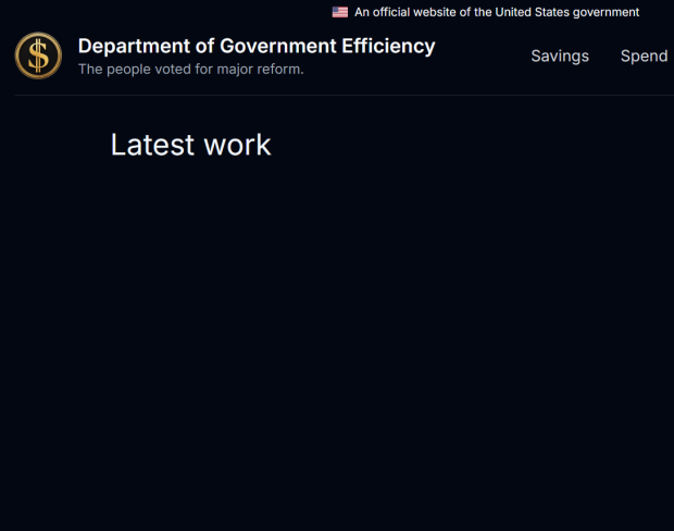 Blank page on DOGE website