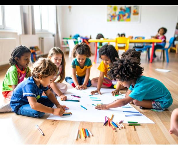 Kids at daycare center