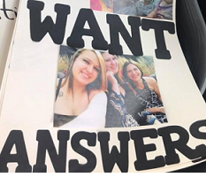 Poster with photo of young woman, words WANT ANSWERS