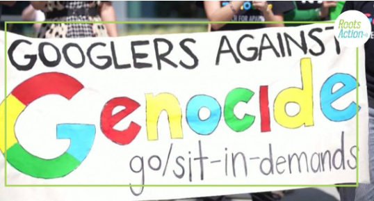 Banner about Googles against Genocide