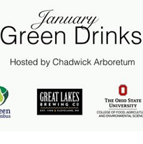Words January Green Drinks hosted by Chadwick Arboretum and some logos