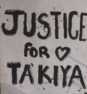 Justice for Takiya sign