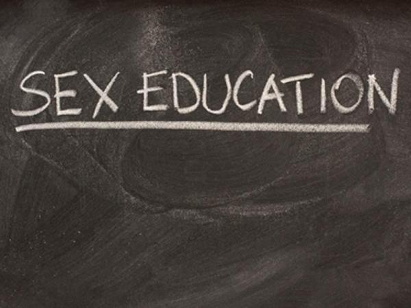 The words Sex education on a blackboard