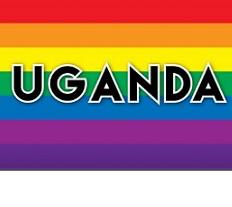 Rainbow background with words UGANDA