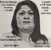 Latino woman's face and details about the event