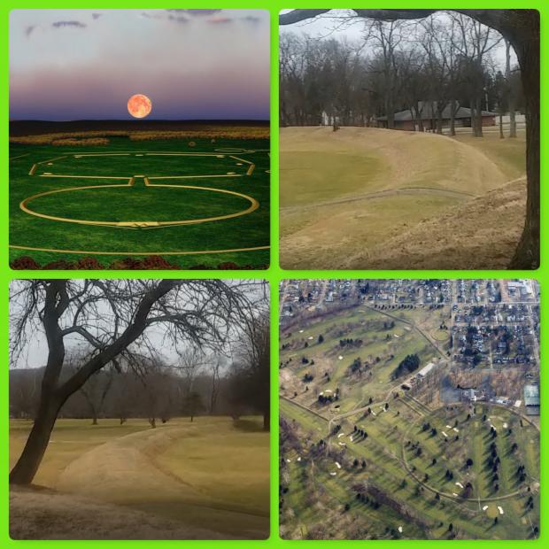 Collage of photos of Octagon Mound