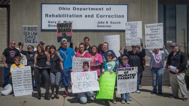 Group of protestors with signs