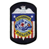 Red white blue police badge type of patch