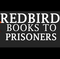 White letters on black background that says Redbird Books to Prisoners