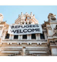 Refugees welcome sign