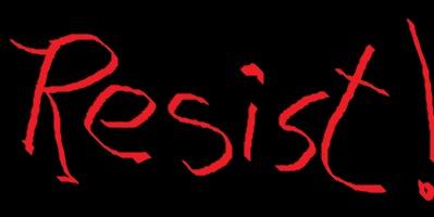 Resist in red on black
