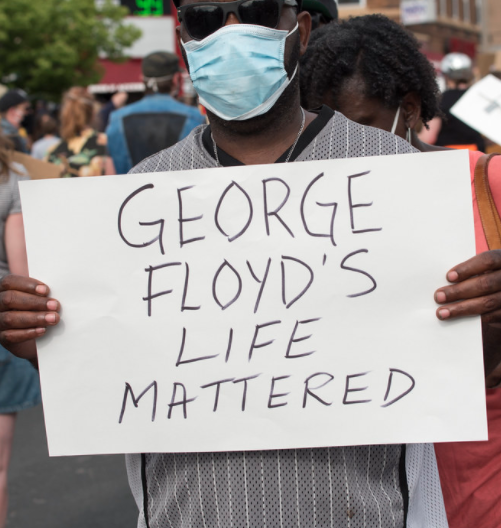 Sign saying George Floyd's life mattered