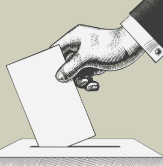 Hand putting ballot in box