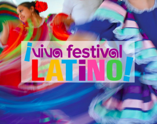 Colorful background with words Viva Festival Latino!