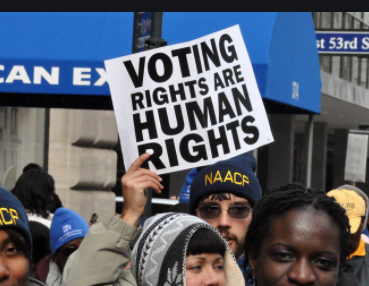 Sign saying Voting Rights are Human Rights
