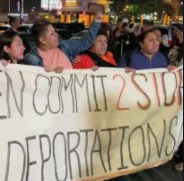 Banner about deportations