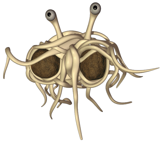 Weird cartoon spaghetti monster