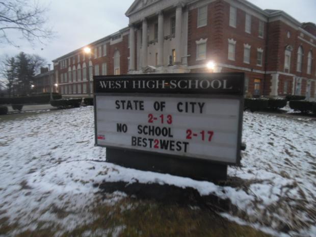 State of the city sign in front of West High School