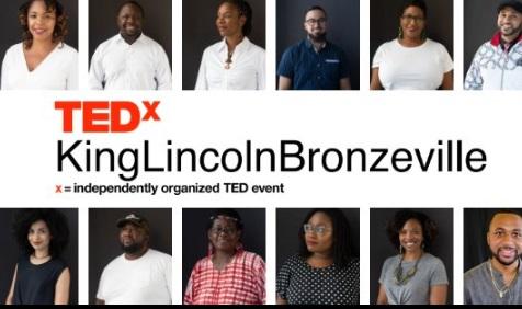 Words Tedx and photos of black people who will speak there