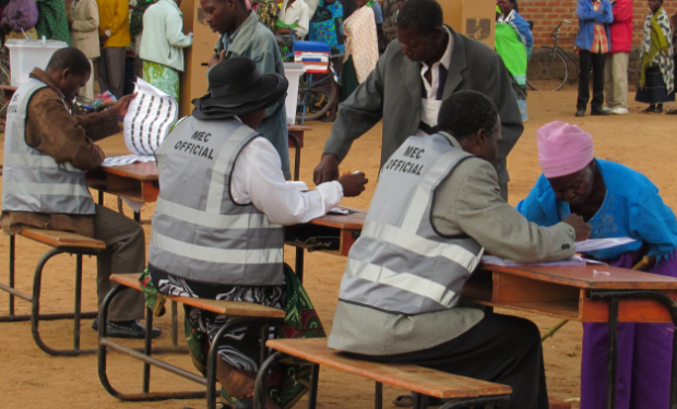 People at voting site in Africa