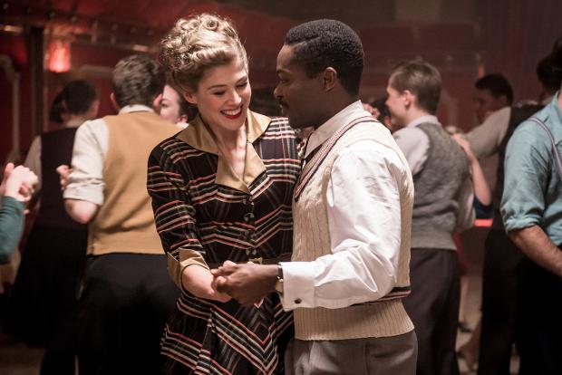 Black man and white woman dancing