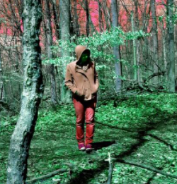 Woman walking in the woods