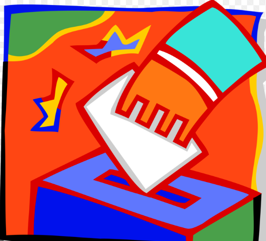 A hand placing ballot in box
