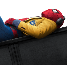 Spiderman laying on his back