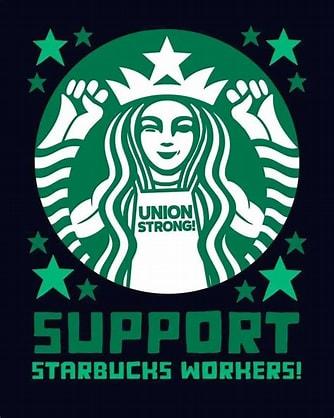 Poster saying Support Starbucks workers