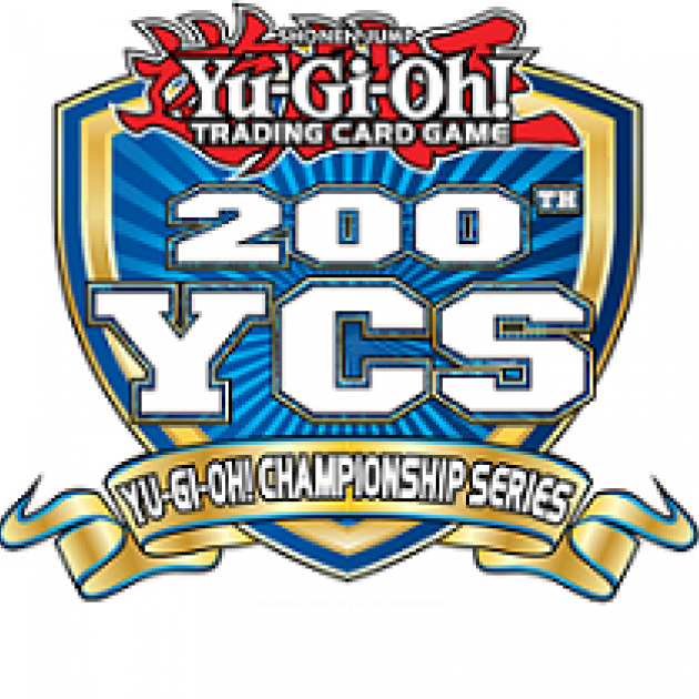 Logo of a blue shield with Yu-Gi-Oh! trading card game 200 YCS