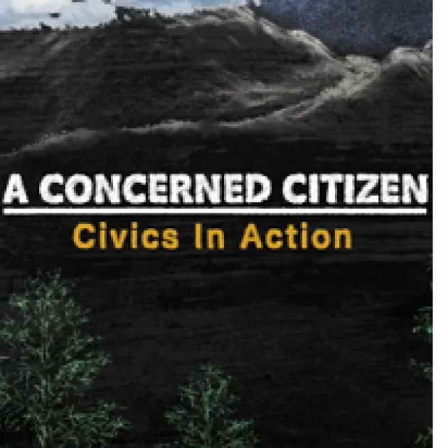 Landscape with trees and mountains and the words A Concerned Citizen Civics in Action
