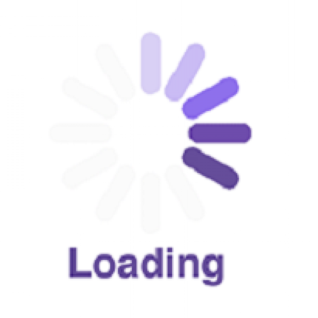 The word loading in purple at the bottom and lines going around in a circle on the right side