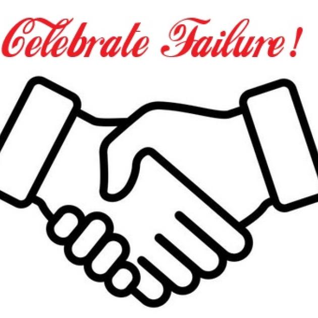 Hands shaking with words Celebrate Failure!