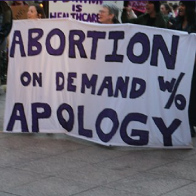 Banner saying Abortion on Demand without Apology