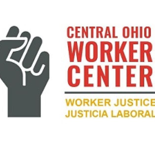 Drawing of a fist and words Central Ohio Worker Center
