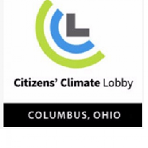 Half circles around each other green and blue and a gray L with words Citizens Climate Lobby Columbus Ohio