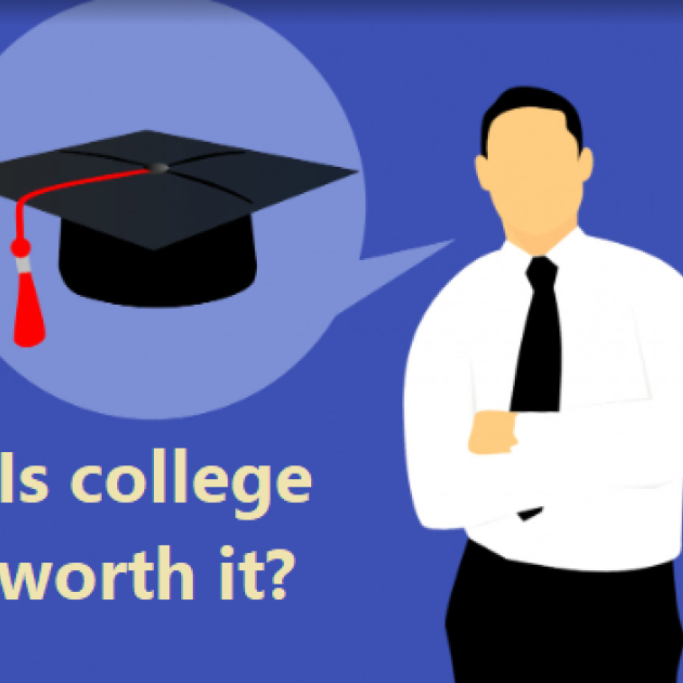 Is college worth it with man and graduation hat
