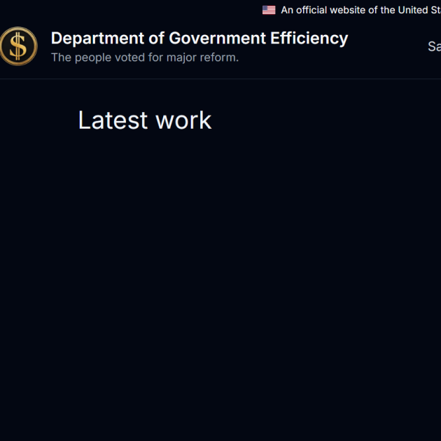 Blank page on DOGE website