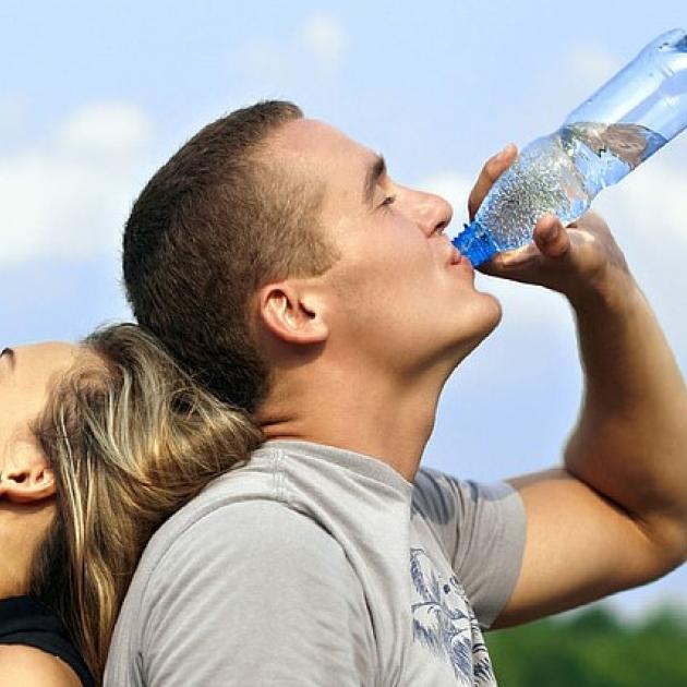 Drinking bottled water