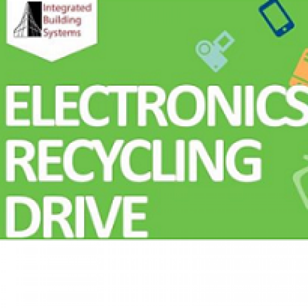 Green background and words Electronics Recycling Drive
