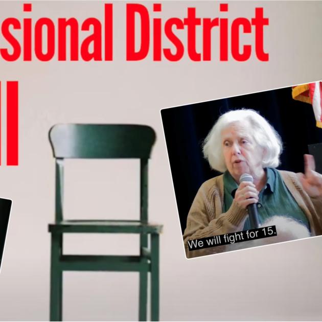 Empty chair and Mary Jo Kilroy