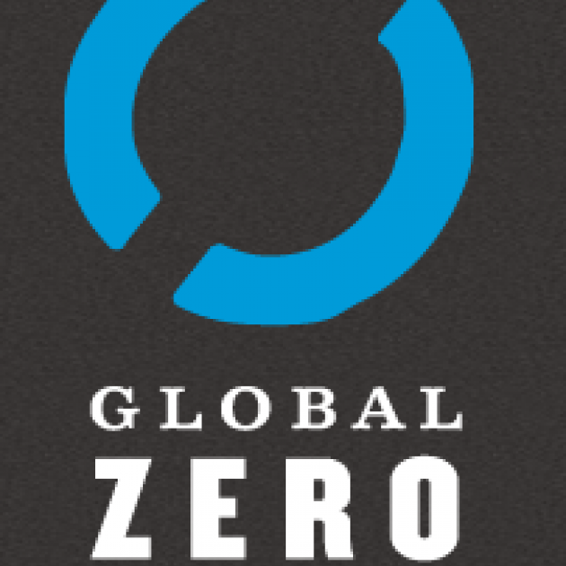 Logo with blue circle and words Global Zero