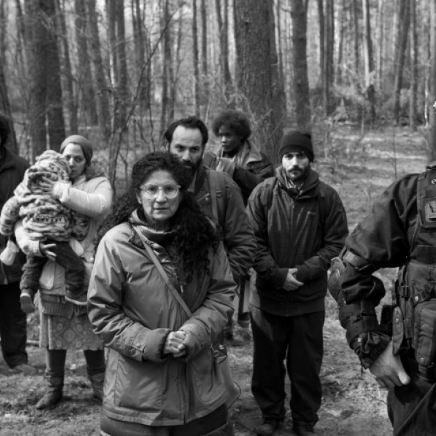 People walking in the woods