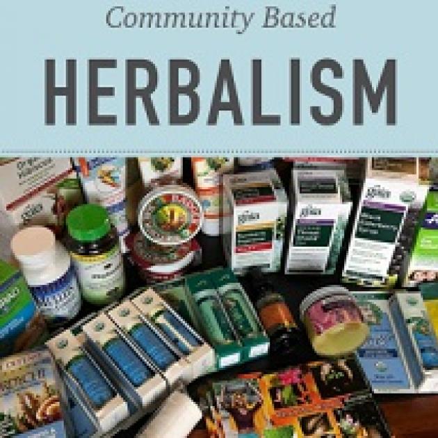Lots of tinctures and medicinal looking items below and the words Community Based Herbalism above