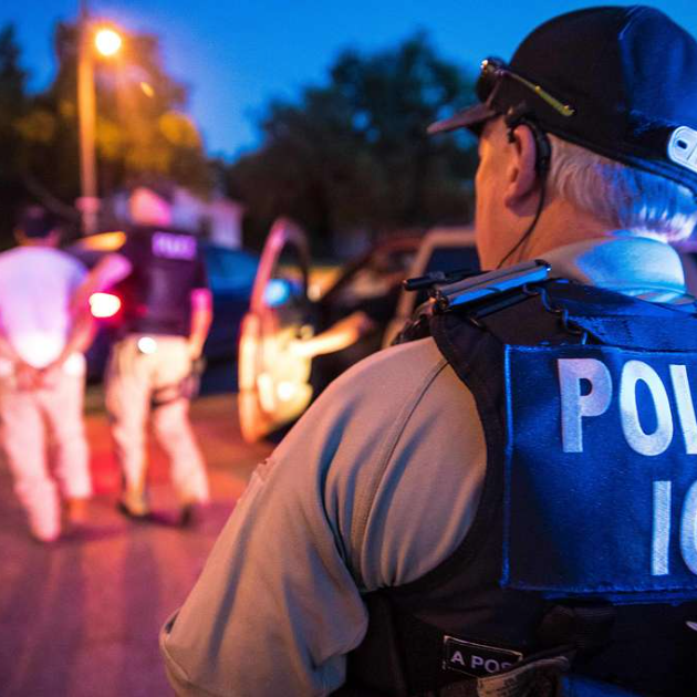 ICE agent and people being arrested