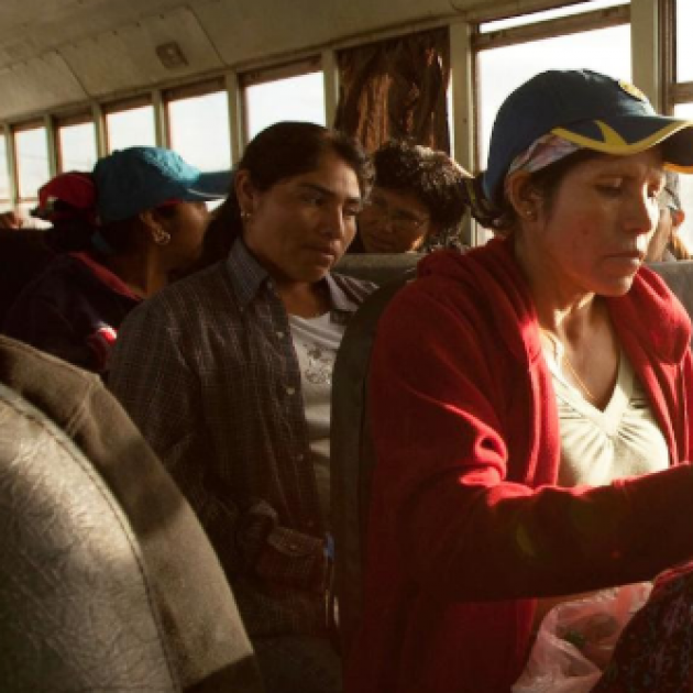 Farmworkers on a bus