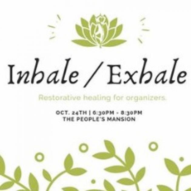 Words Inhale/Exhale with flower border